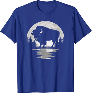 Bison Lover Moon Vintage Buffalo Men Women Kids T-Shirt - T-Shirt | Royal