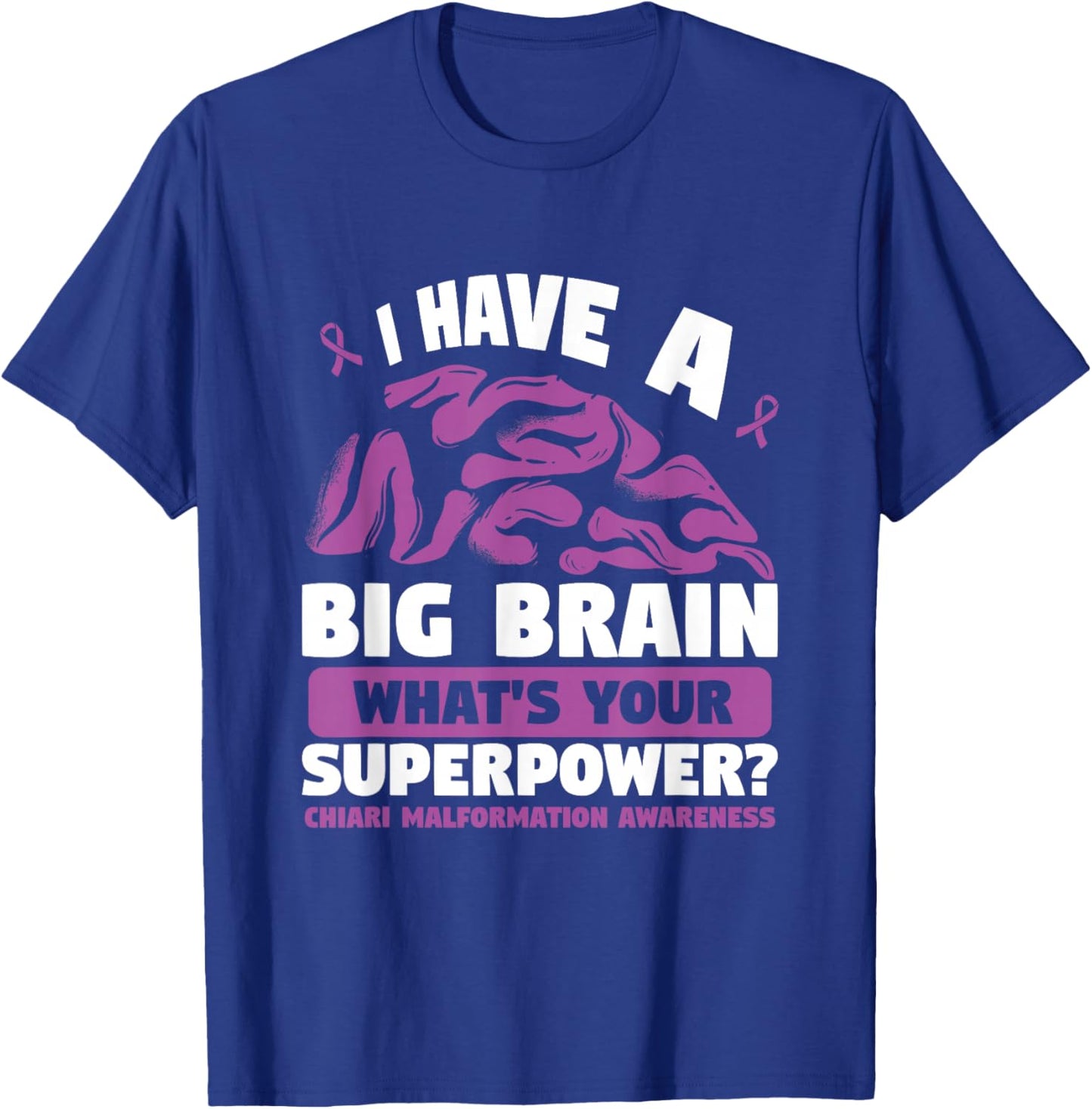 Purple Ribbon Superpower Chiari Malformation Awareness T-Shirt - T-Shirt | Royal