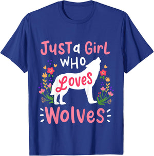 Kids Wolf Just A Girl Who Loves Wolves T-Shirt - T-Shirt | Royal