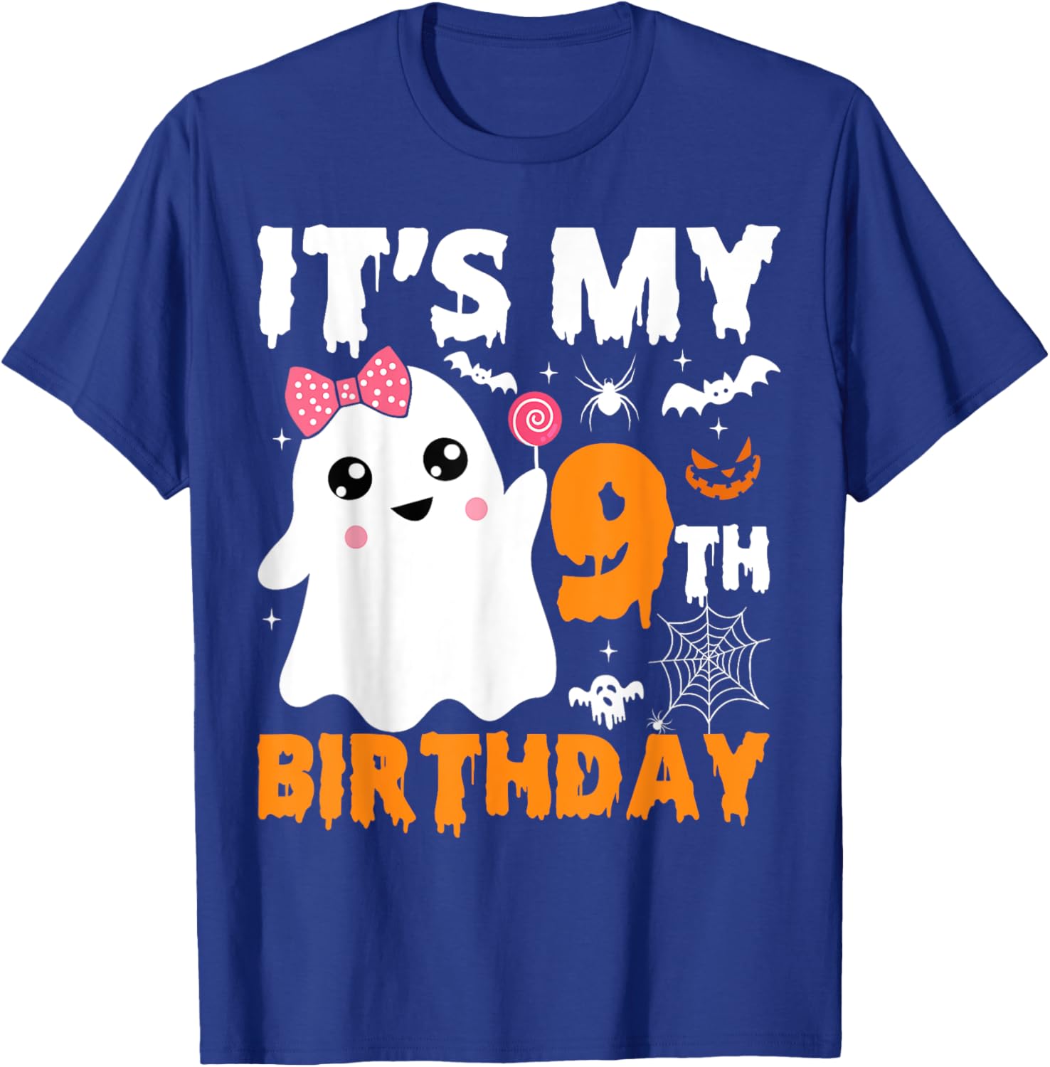 It's My 9th Birthday 9 Years Old Ghost Pumpkin Halloween T-Shirt - T-Shirt | Royal