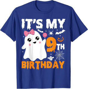 It's My 9th Birthday 9 Years Old Ghost Pumpkin Halloween T-Shirt - T-Shirt | Royal