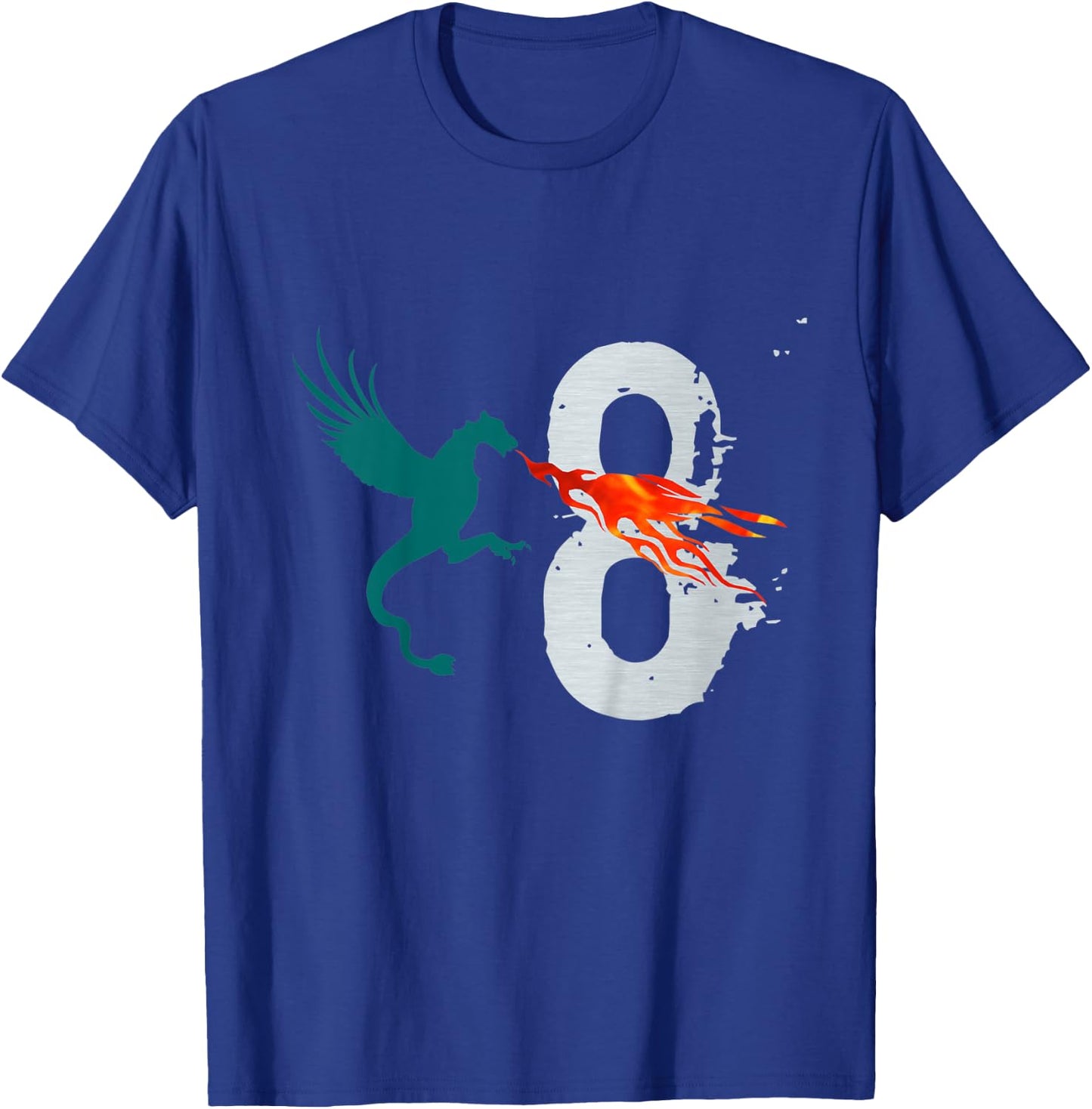 Kids Boys Girls 8 Year Old Birthday Dragon Shirt 8th Birthday T-Shirt - T-Shirt | Royal
