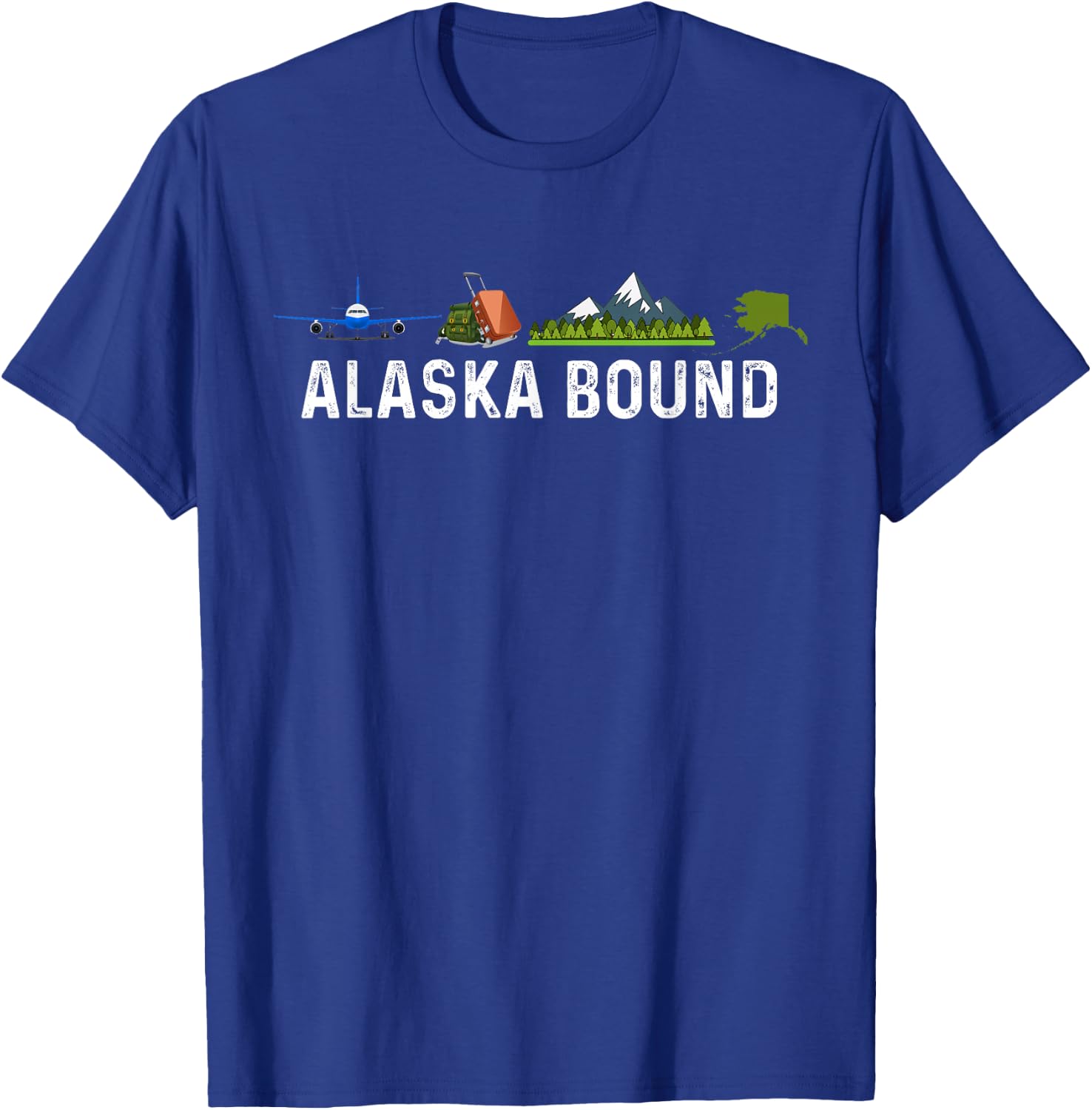 Alaska Bound Airplane Luggage and Mountains T-Shirt - T-Shirt | Royal