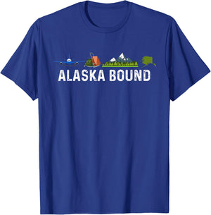 Alaska Bound Airplane Luggage and Mountains T-Shirt - T-Shirt | Royal