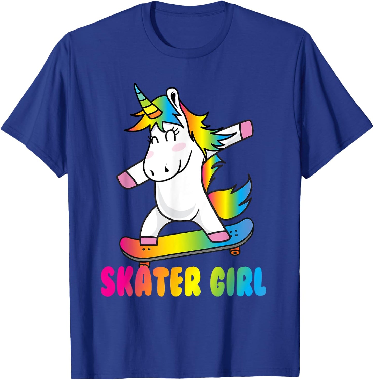 Skater Girl Funny Cute Unicorn Skating Cool Skateboard T-Shirt - T-Shirt | Royal