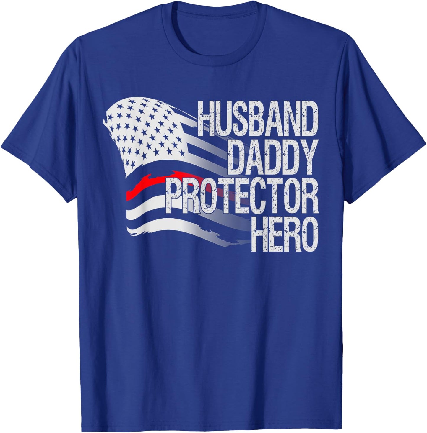 Thin Red Line Firefighter Husband Daddy Father's Day Gift T-Shirt - T-Shirt | Royal