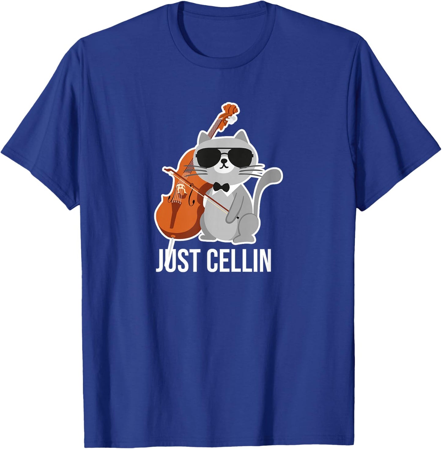 Just Cellin Cat Cello Design for Cellists Men Women Girls Kids T-Shirt - T-Shirt | Royal