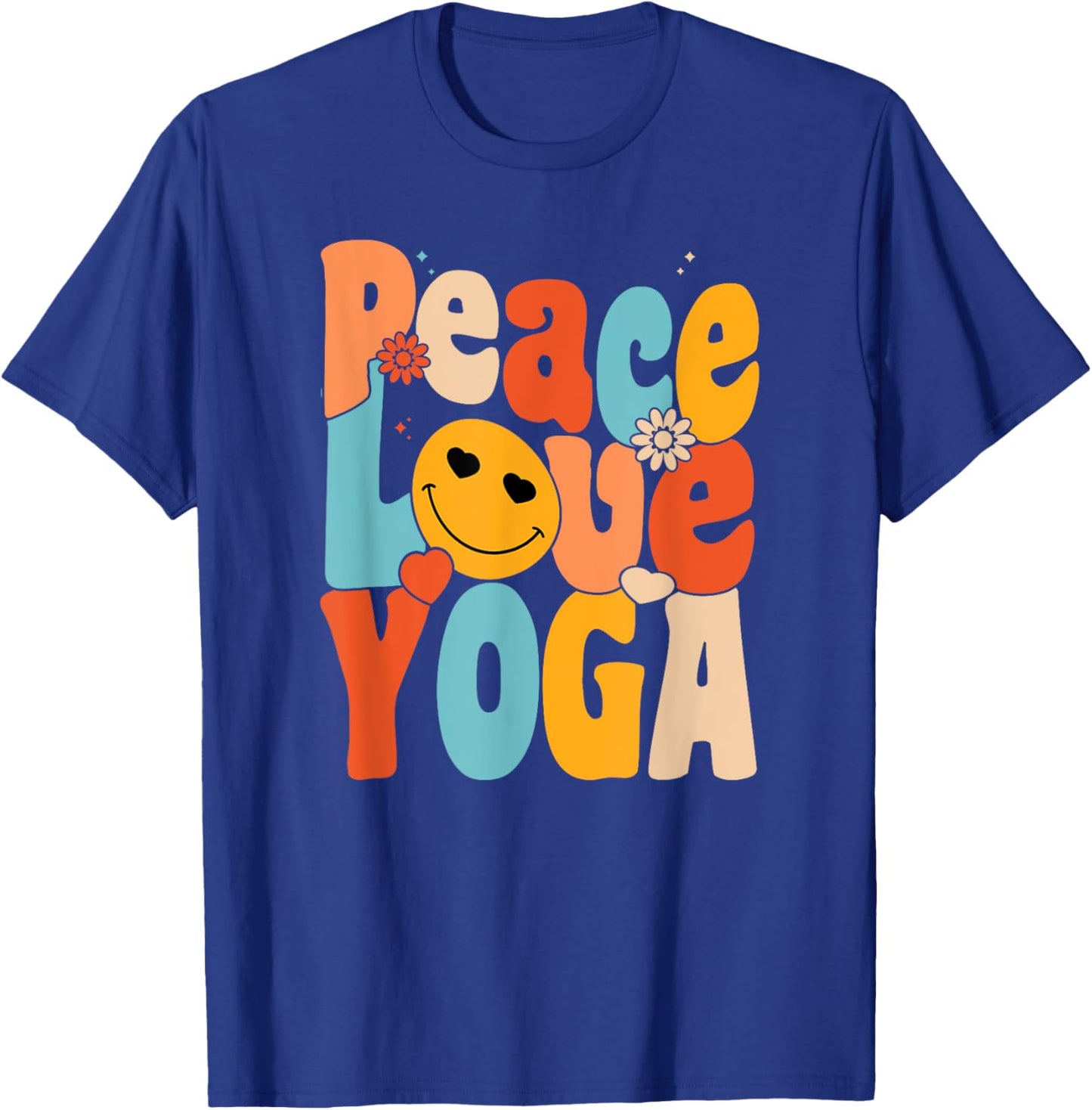Peace Love Yoga | Retro Yoga Moms | Yoga Grandma T-Shirt - T-Shirt | Royal