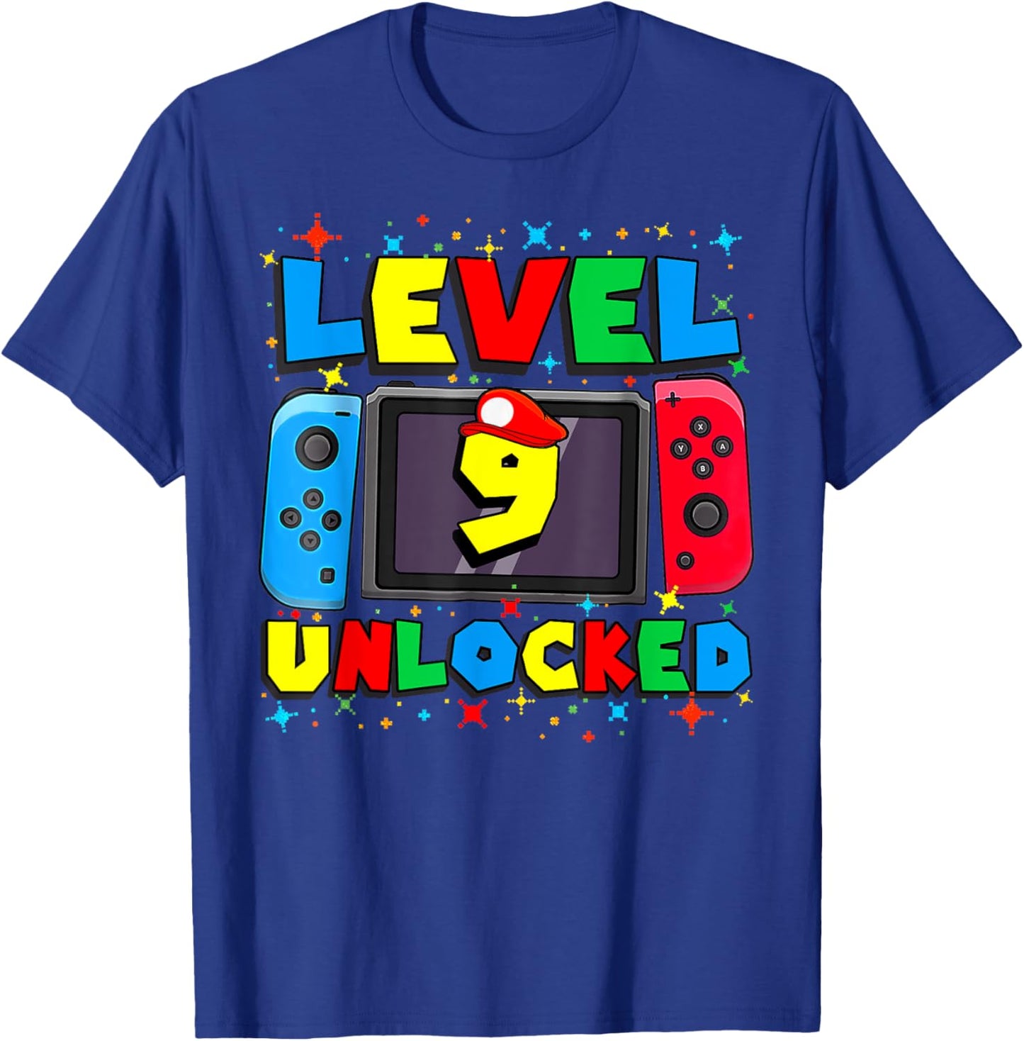 Level 9 Unlocked Gamer 9th Birthday Gift Video Game Boys T-Shirt - T-Shirt | Royal