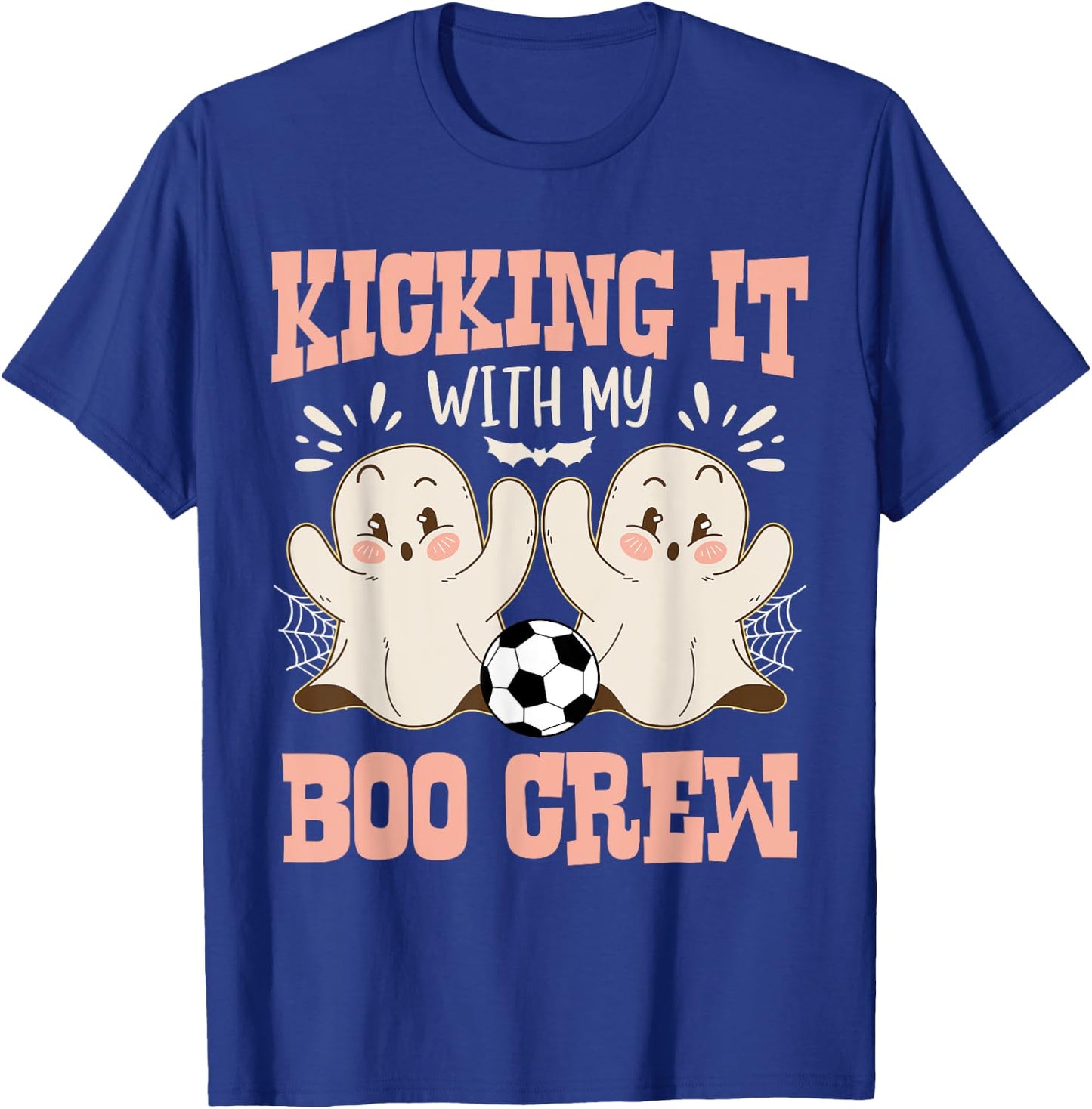 Spooky Halloween Soccer Kicking It With My Boo Crew T-Shirt - T-Shirt | Royal