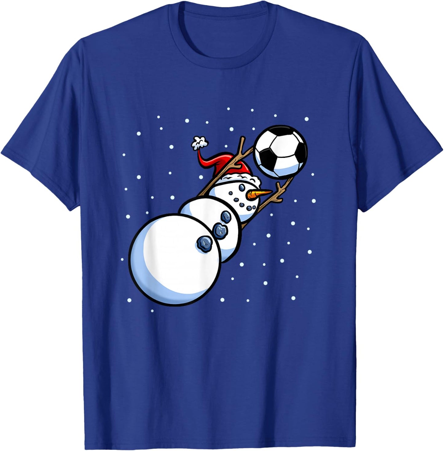 Christmas Boys Men Xmas Goalkeeper Soccer Snowman T-Shirt - T-Shirt | Royal