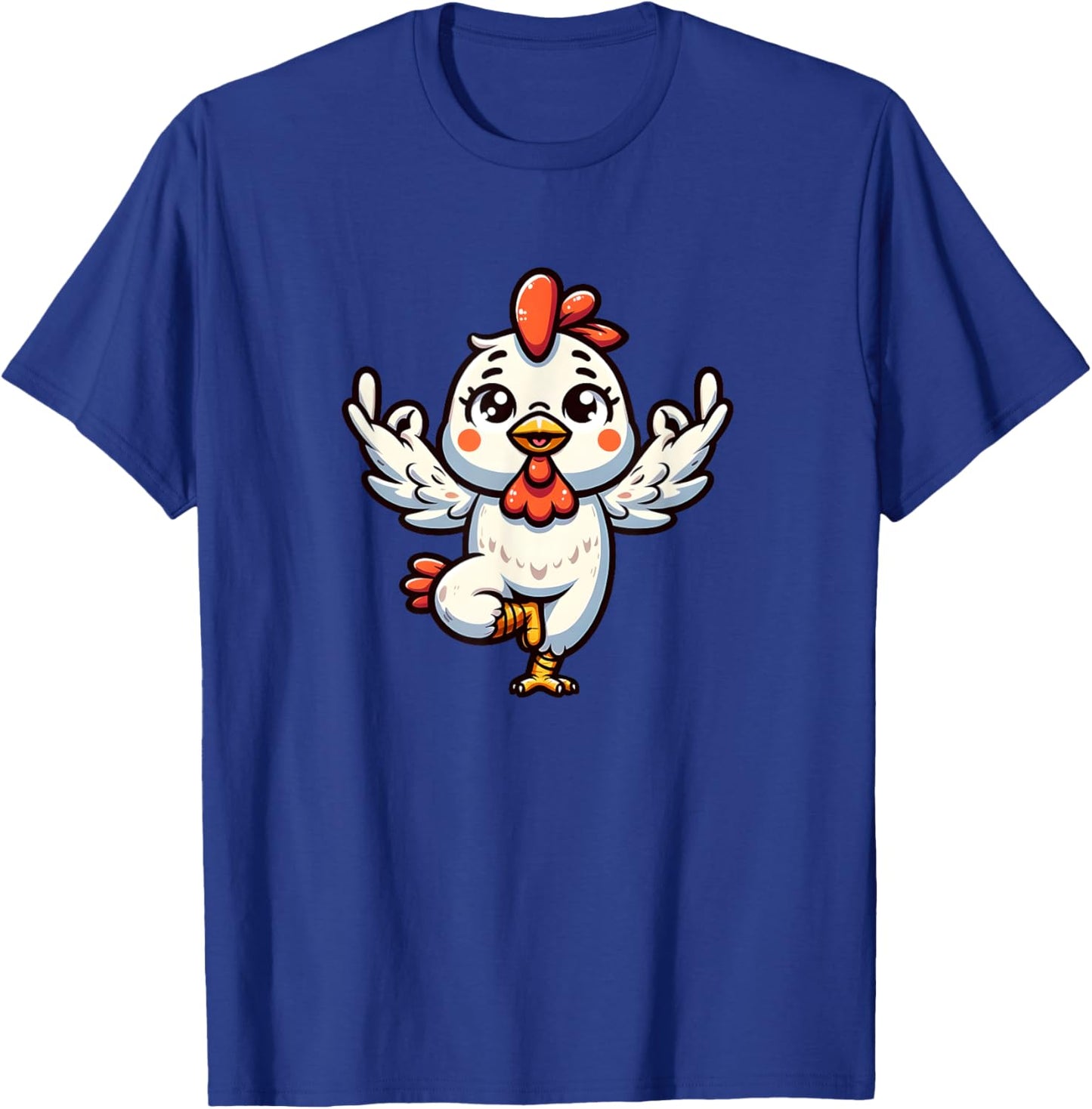 Cute Yoga Chicken Gymnastics fitness workout meditation T-Shirt - T-Shirt | Royal