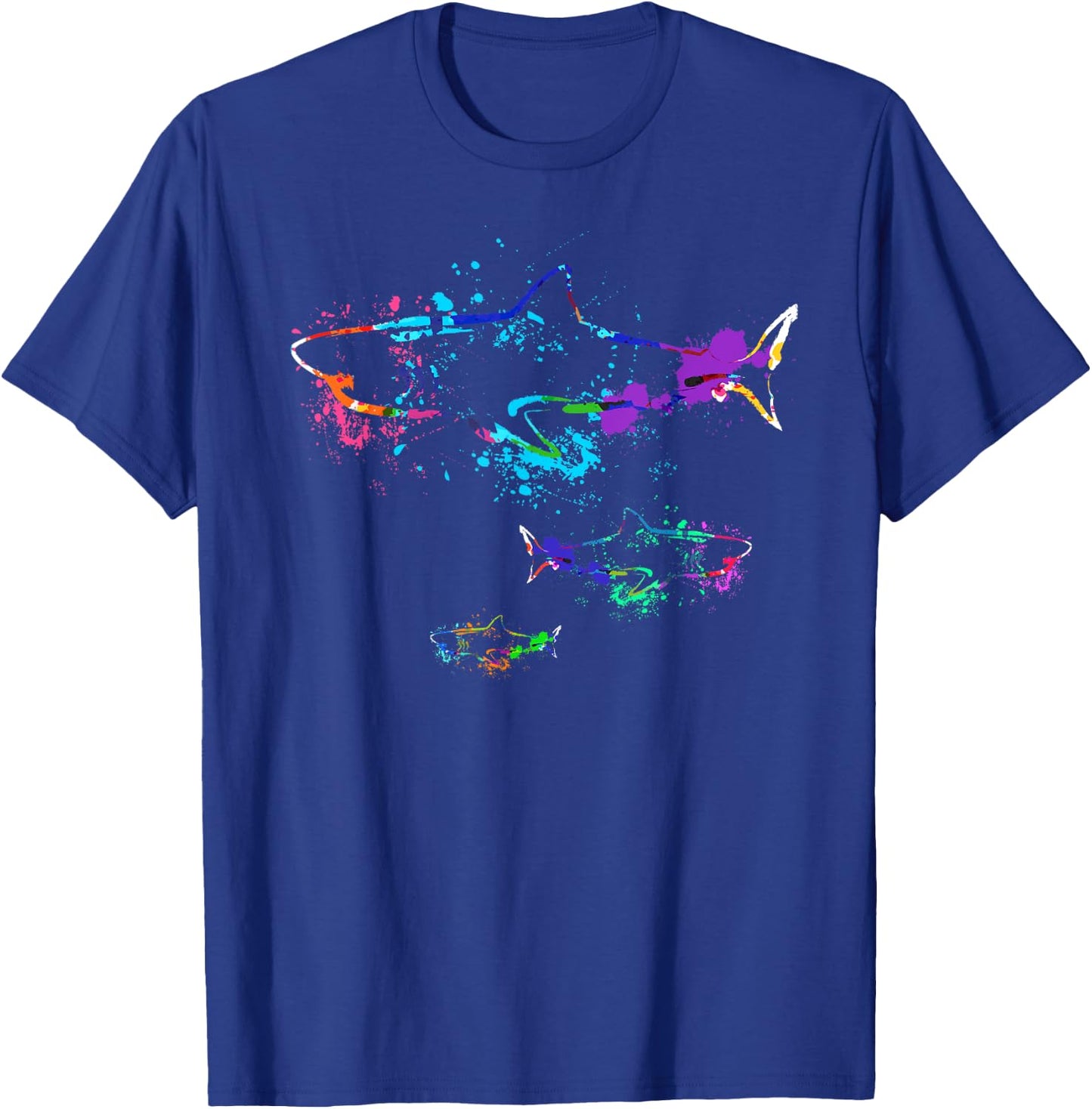 Vintage Shark Silhouette | Hammerhead Shark Tiger Shark T-Shirt - T-Shirt | Royal
