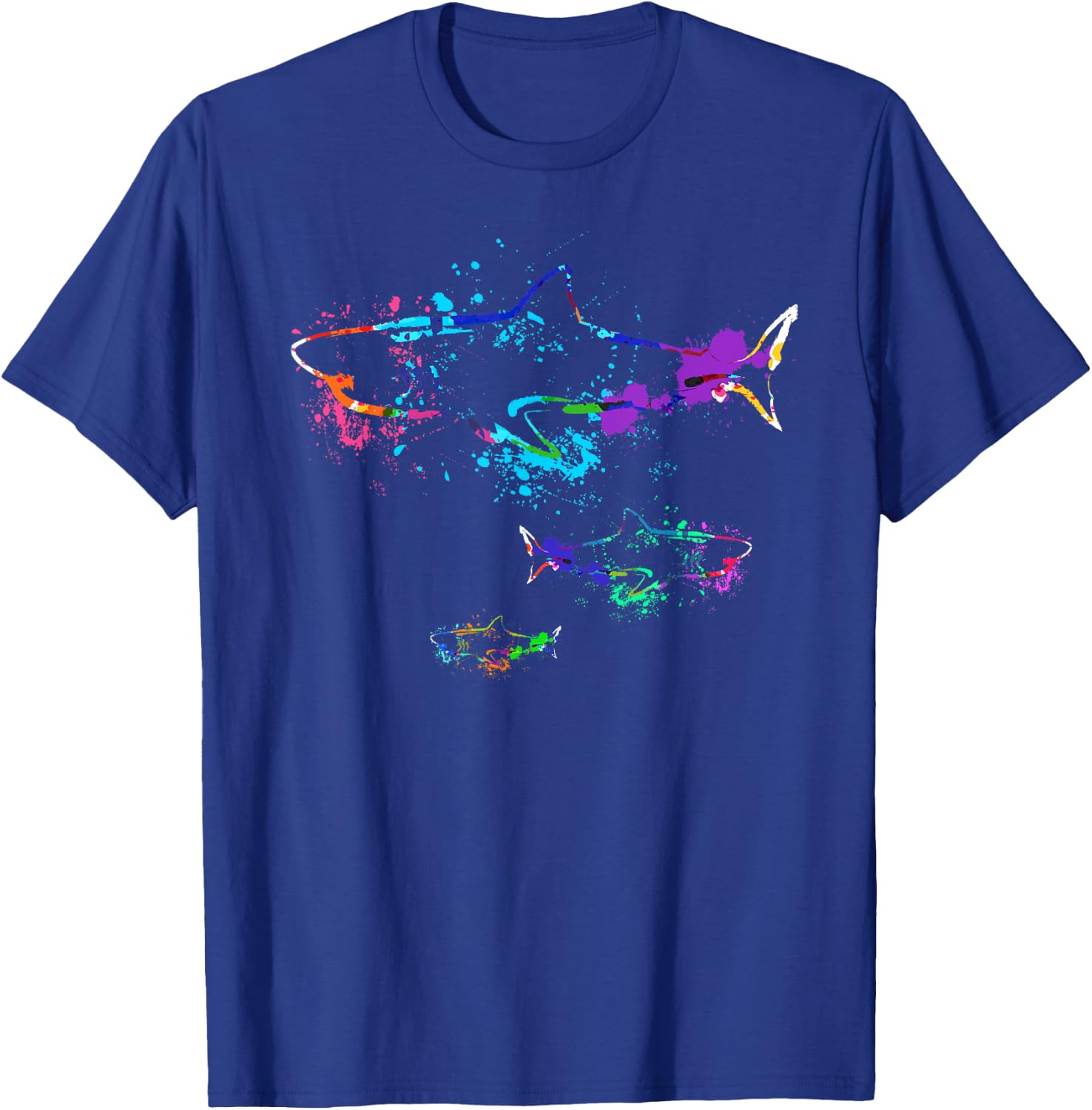 Vintage Shark Silhouette | Hammerhead Shark Tiger Shark T-Shirt - T-Shirt | Royal