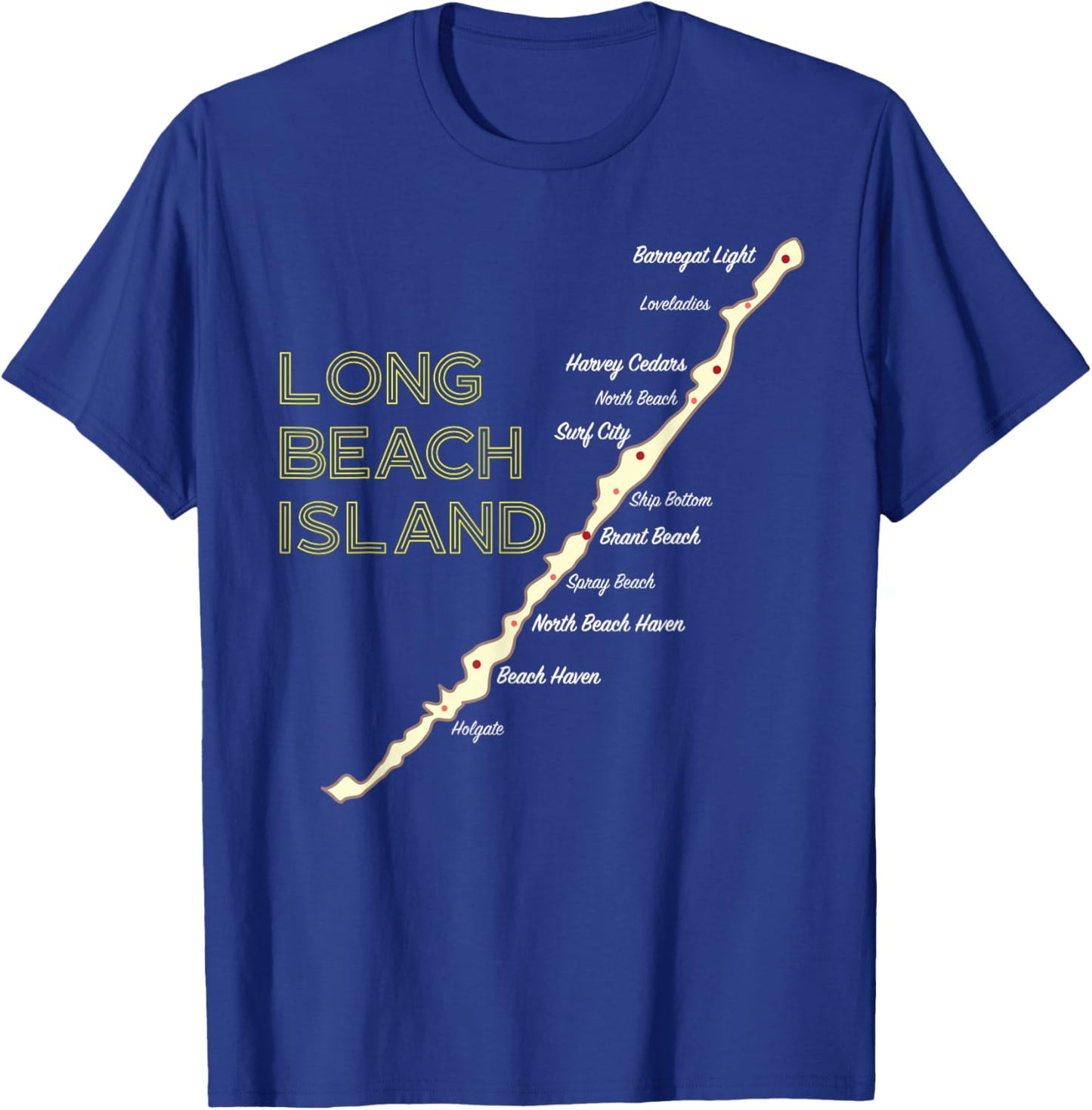LBI NJ Long Beach Island New Jersey NJ Beach House Shore Map T-Shirt - T-Shirt | Royal