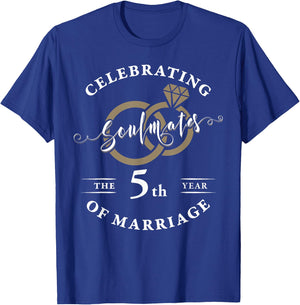 5 Year 5th Wedding Anniversary Husband Wife Couples Matching T-Shirt - T-Shirt | Royal