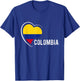 Colombia National Pride Heart Flag Colombian National T-Shirt - T-Shirt | Royal