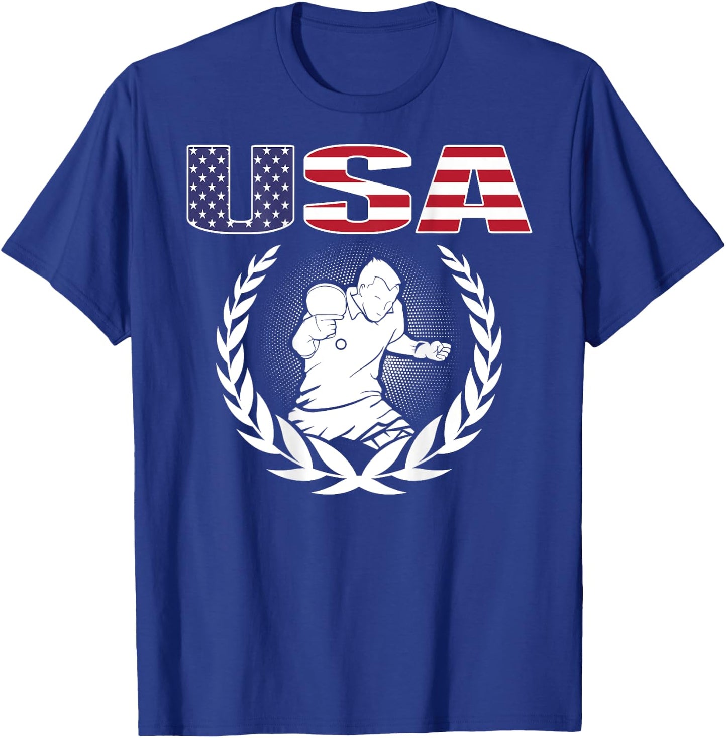 America Table Tennis Lovers USA Flag Support Ping Pong Team Kids Men T-Shirt - T-Shirt | Royal