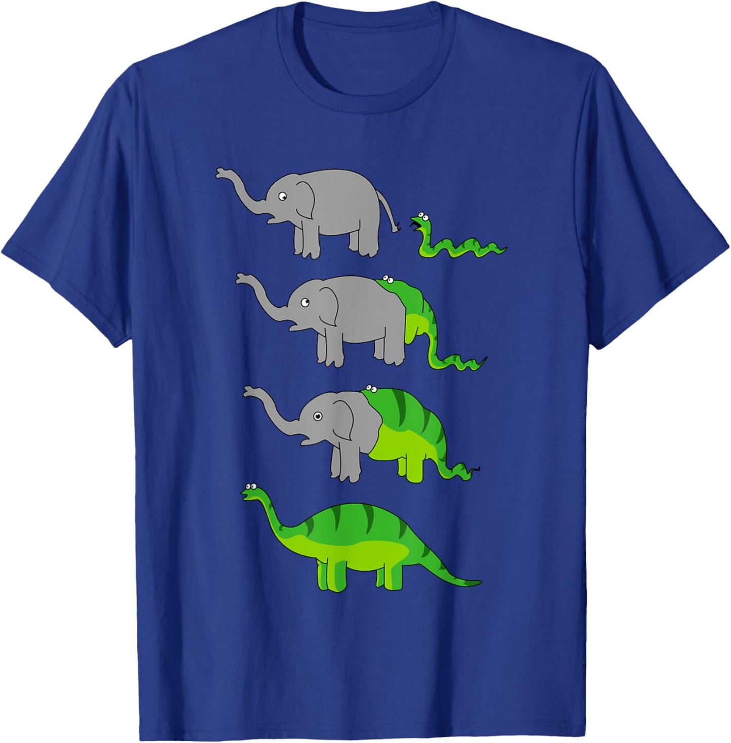 How Dinosaurs are were created - Comic Snake eating Elephant T-Shirt - T-Shirt | Royal