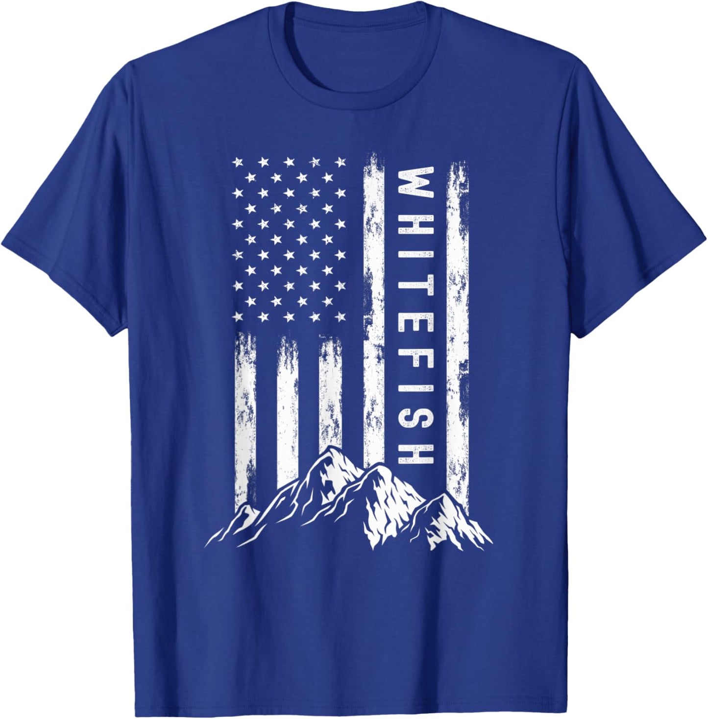 Patriotic Outdoors Nature Hiking Mountains Montana Whitefish Women Kids Men T-Shirt - T-Shirt | Royal