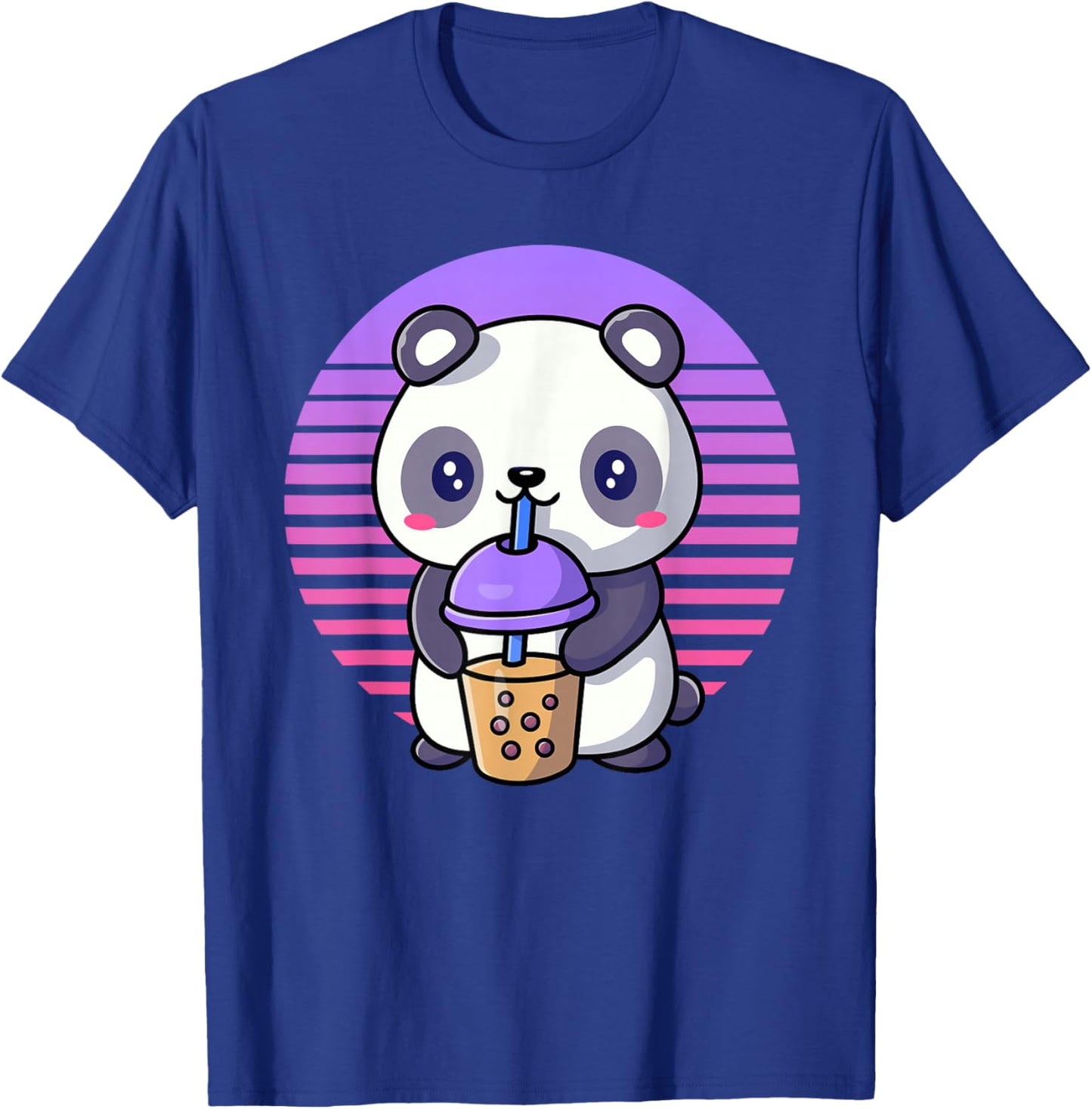 Retro Bubble Tea Shirt Kids Kawaii Panda Boba Gifts Women T-Shirt - T-Shirt | Royal