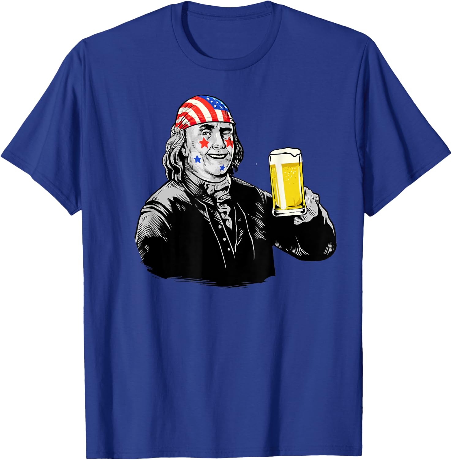 4th of July President Benjamin Franklin Funny Beer BZR T-Shirt - T-Shirt | Royal
