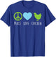 Peace Love Chicken Hippie Farming Farm Animal Farmer Gift T-Shirt - T-Shirt | Royal