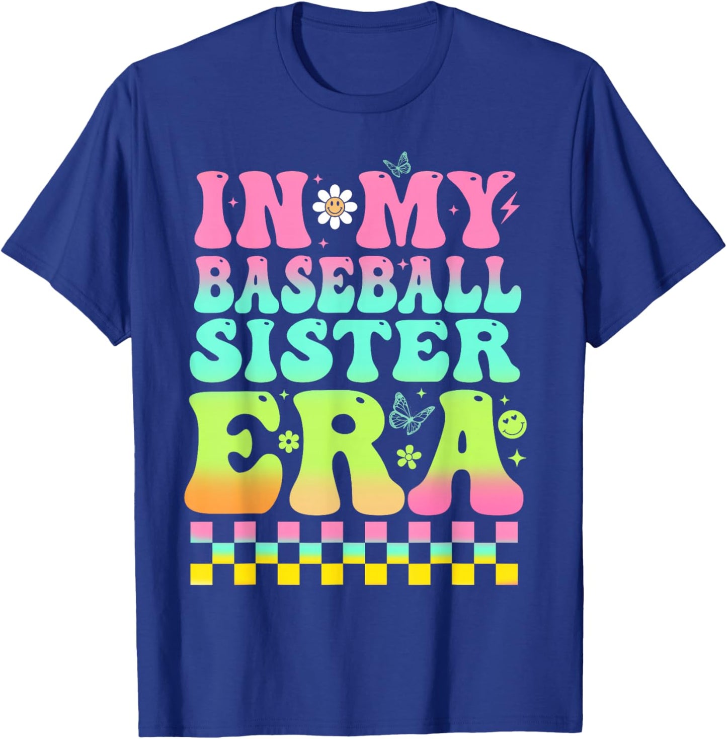 In My Baseball Sister Era Retro Baseball Sis Women Kids Girl T-Shirt - T-Shirt | Royal