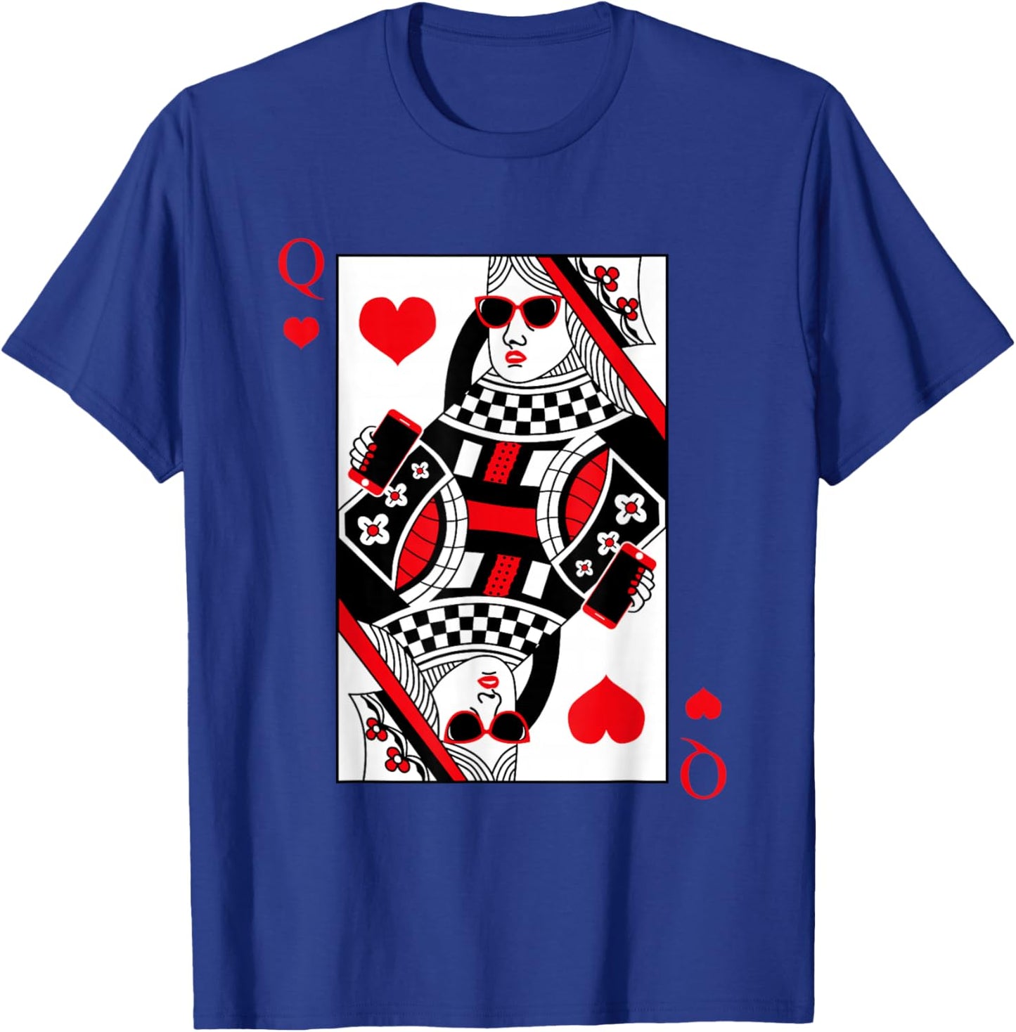Modern Cool Queen Of Hearts Card Red Sunglasses Graphic T-Shirt - T-Shirt | Royal