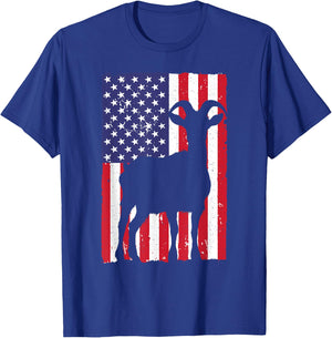 Goat Gift Goat Lover Accessories & Goat Clothes -Adult Black Small USA Flag Animal Design T-Shirt - T-Shirt | Royal