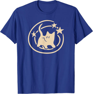 90s Y2K Scary Tomcat Cat is Scared Under Starry Tail T-Shirt - T-Shirt | Royal