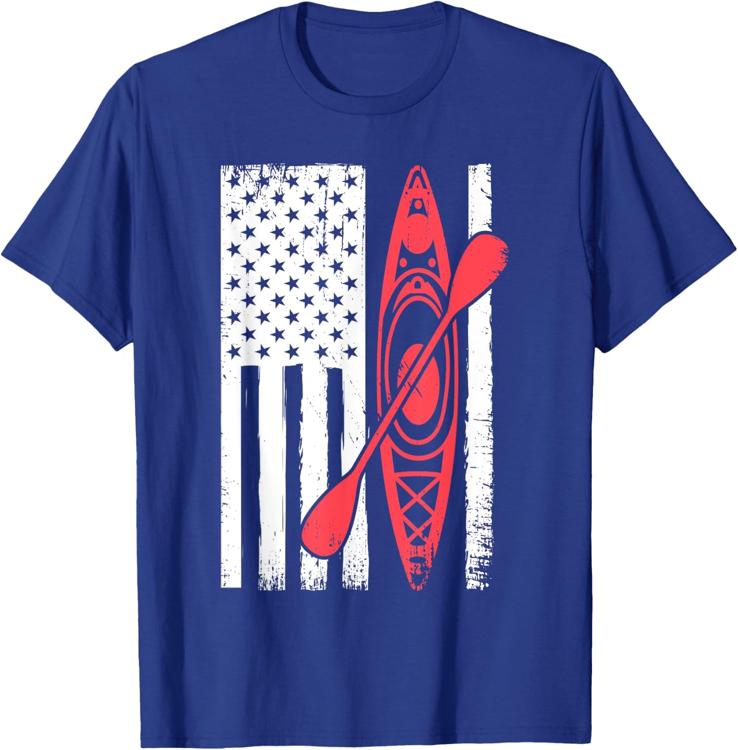 Cool Kayaking Women Kayak Fishing USA American Flag T-Shirt - T-Shirt | Royal