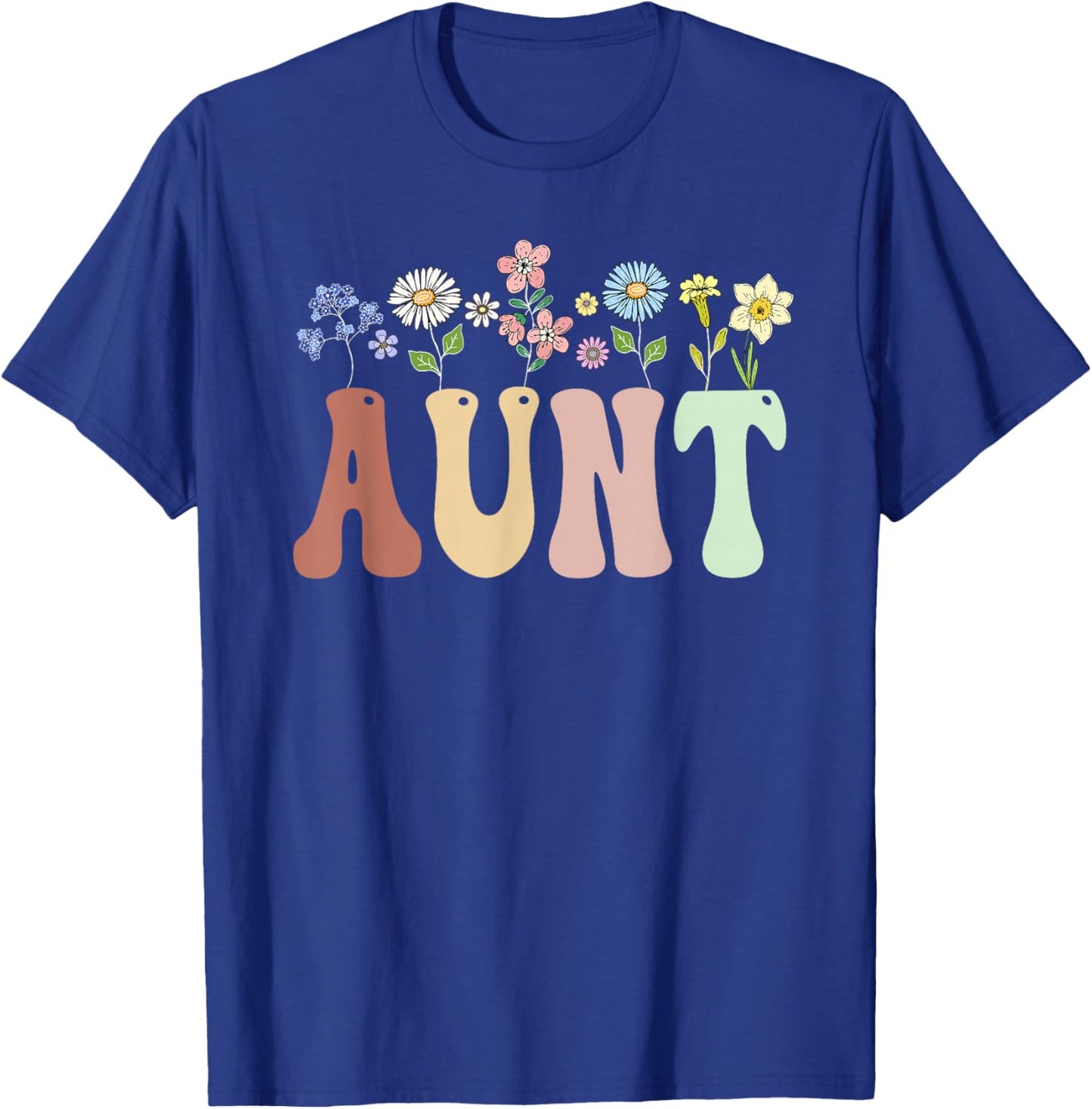 Aunt Gifts Women's Wildflower Floral Design Aunt T-Shirt - T-Shirt | Royal
