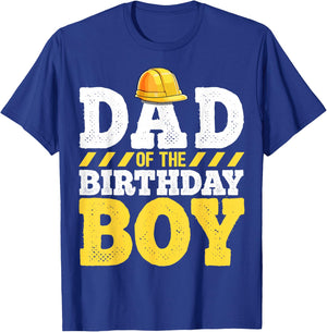 Dad of the Birthday Boy Construction Birthday Party Hat Men T-Shirt - T-Shirt | Royal