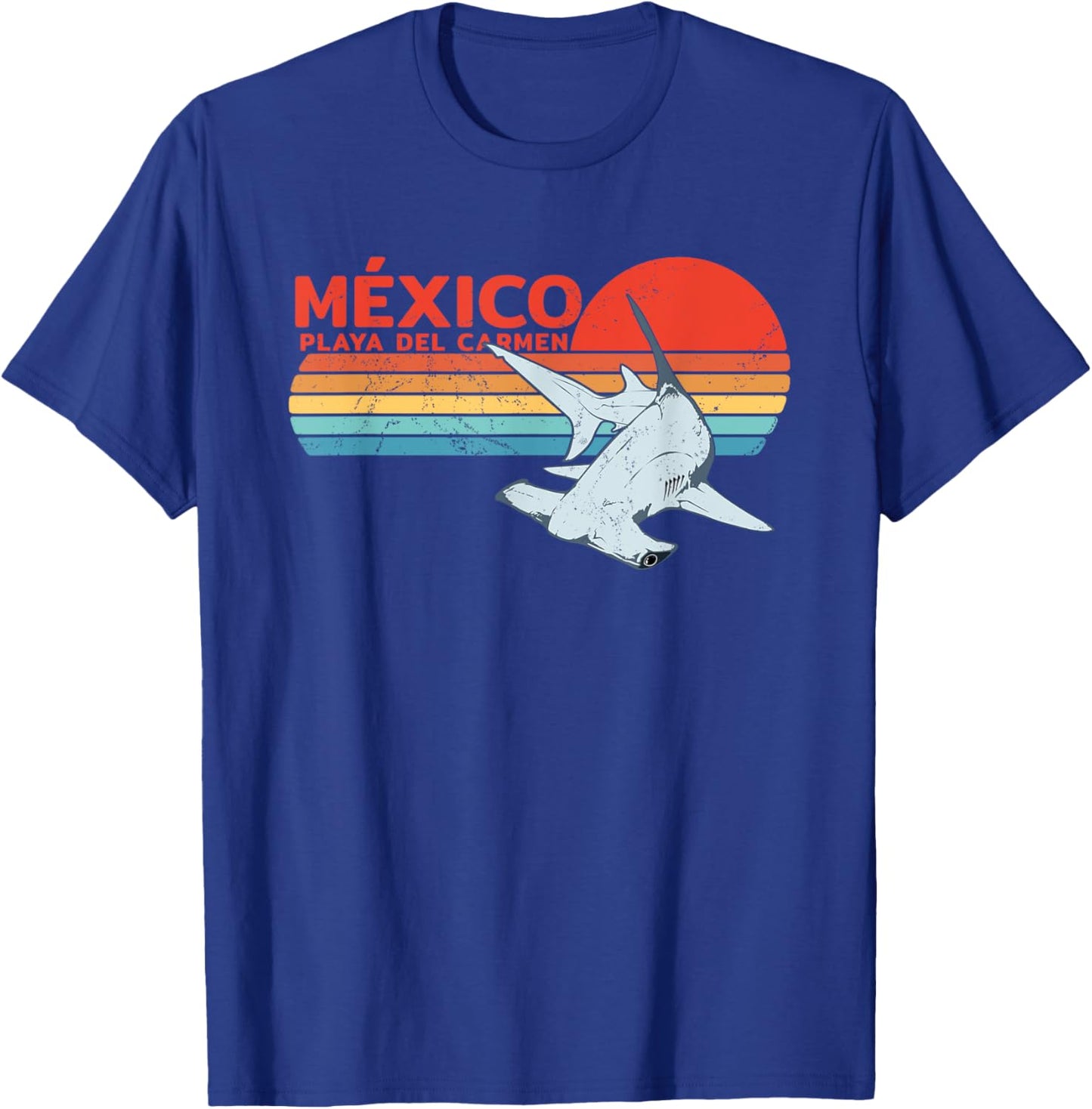 Hammerhead Shark Playa del Carmen Vintage Sunset T-Shirt - T-Shirt | Royal