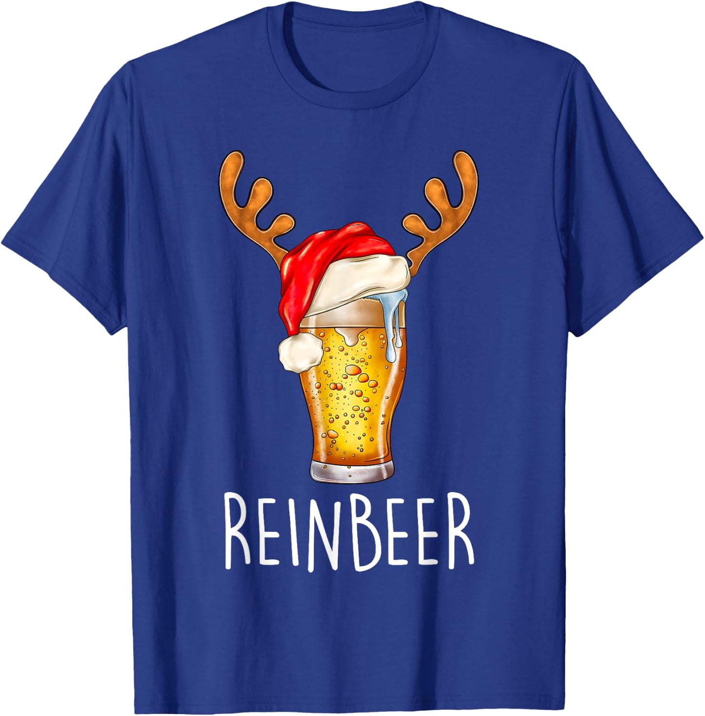 Winedeer Reinbeer Santa Hat Reindeer Couple Xmas Matching T-Shirt - T-Shirt | Royal