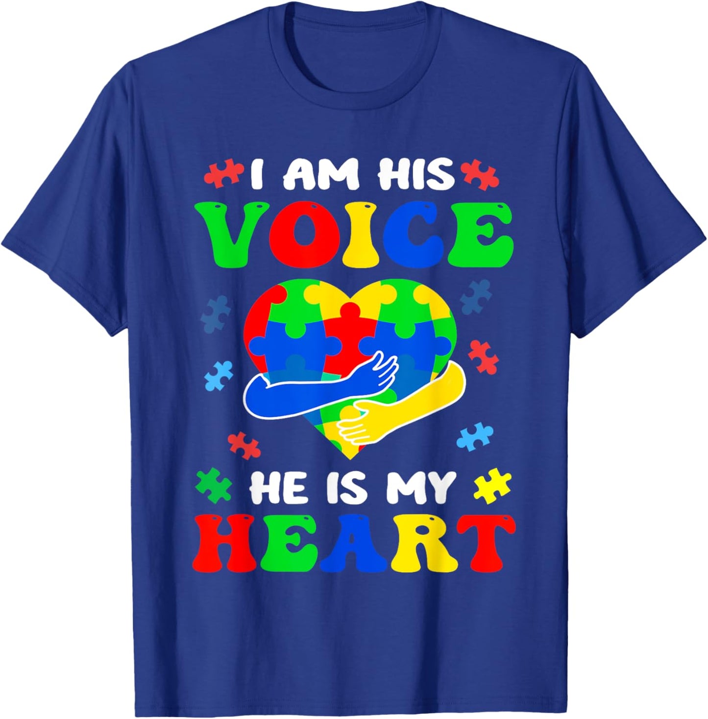 I'm His Voice He Is My Heart Autism Awareness T-Shirt - T-Shirt | Royal