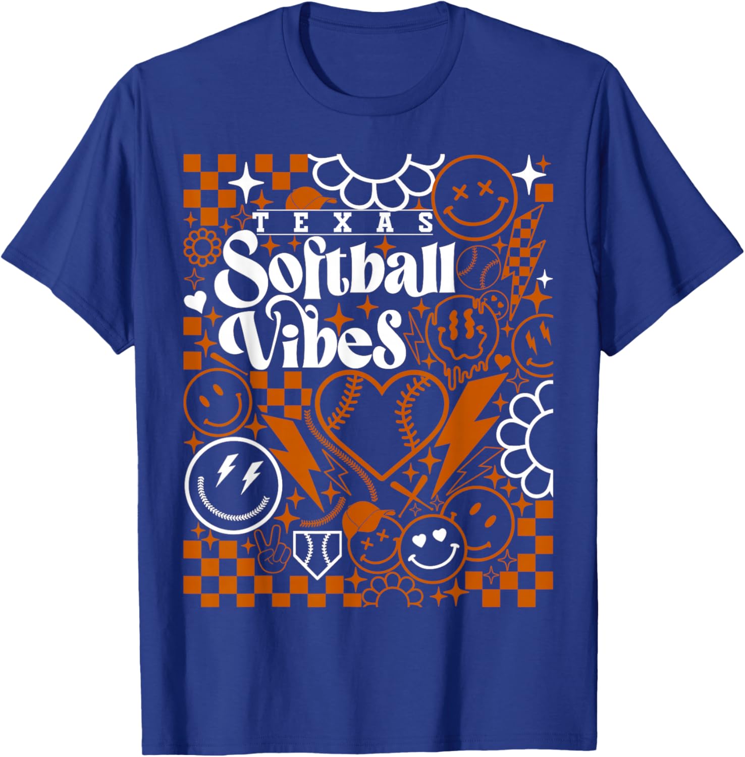 Texas Softball Vintage Kids Team Retro Softball Fan T-Shirt - T-Shirt | Royal