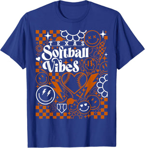 Texas Softball Vintage Kids Team Retro Softball Fan T-Shirt - T-Shirt | Royal
