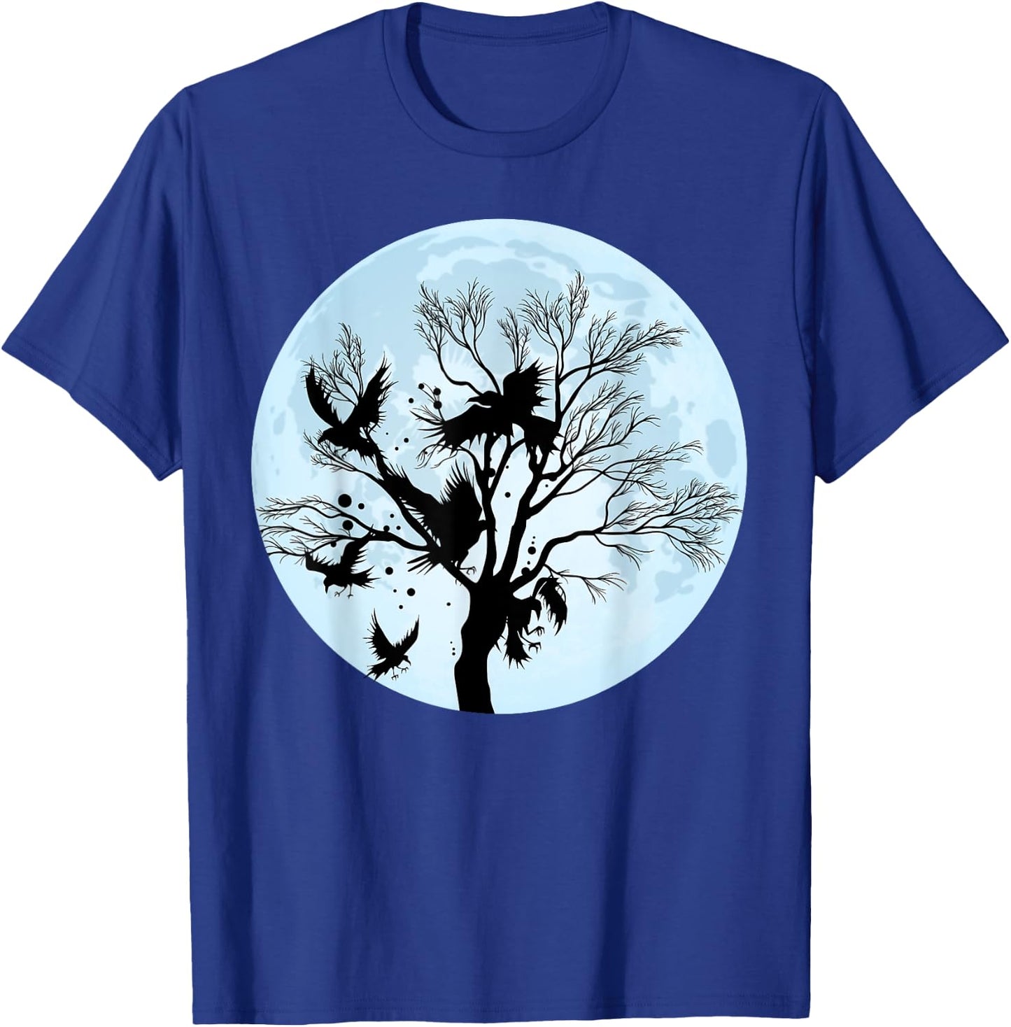 Moonlight Night Black Crow Forest Animal Bird Raven T-Shirt - T-Shirt | Royal