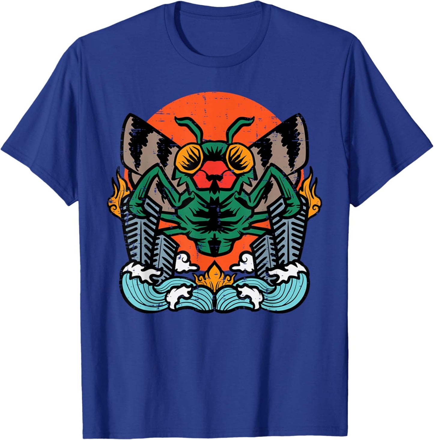 Giant Moth Monster Sunset Vintage Japanese Men Women Kids T-Shirt - T-Shirt | Royal