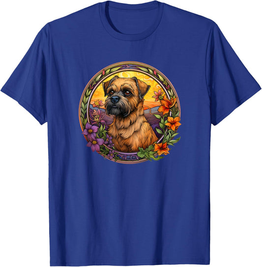 Cute Funny Flowers Floral Border Terrier Lover T-Shirt - T-Shirt | Royal