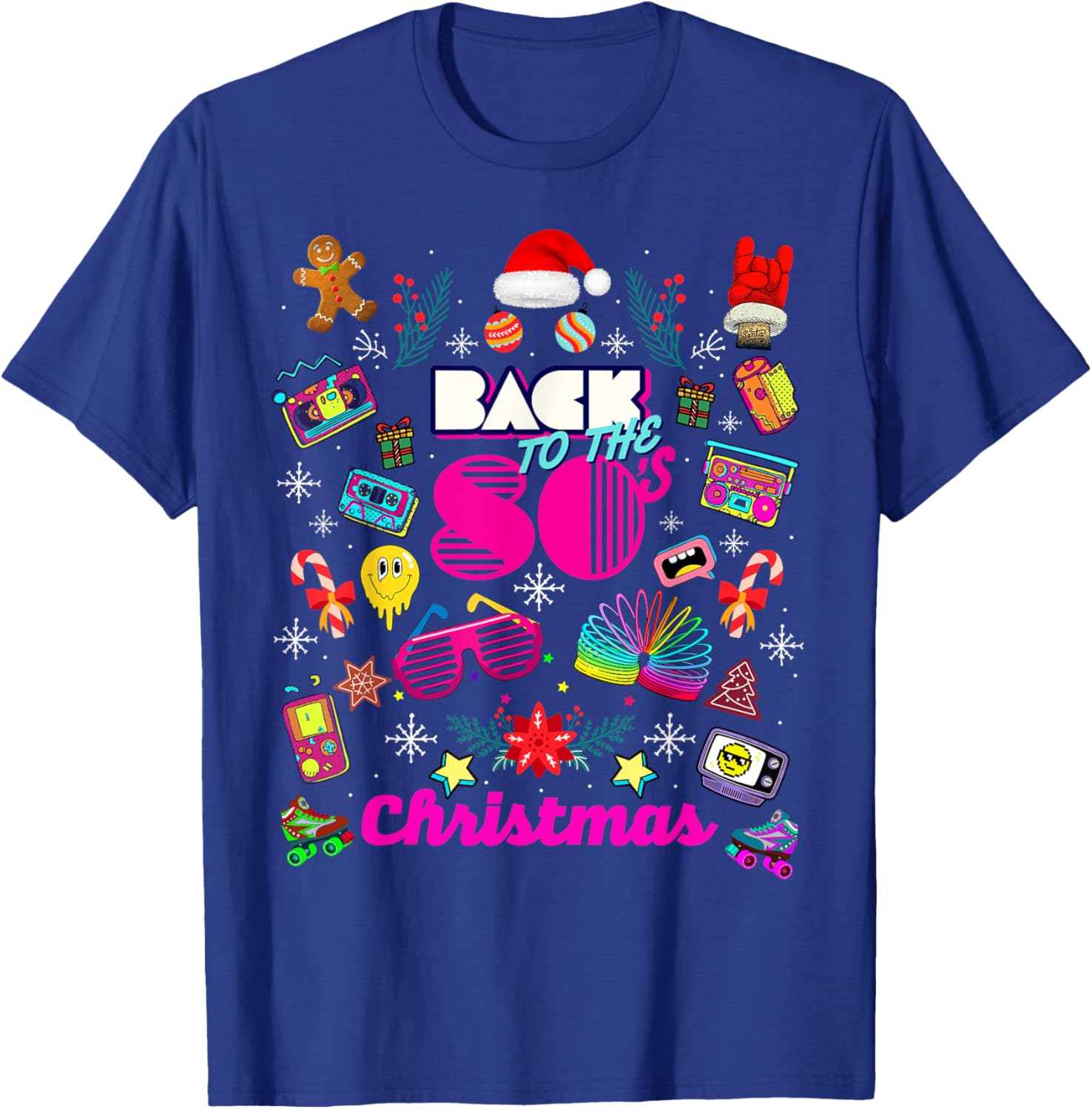 Funny Back to 80's Christmas Nostalgia Quotes Graphic Design T-Shirt - T-Shirt | Royal