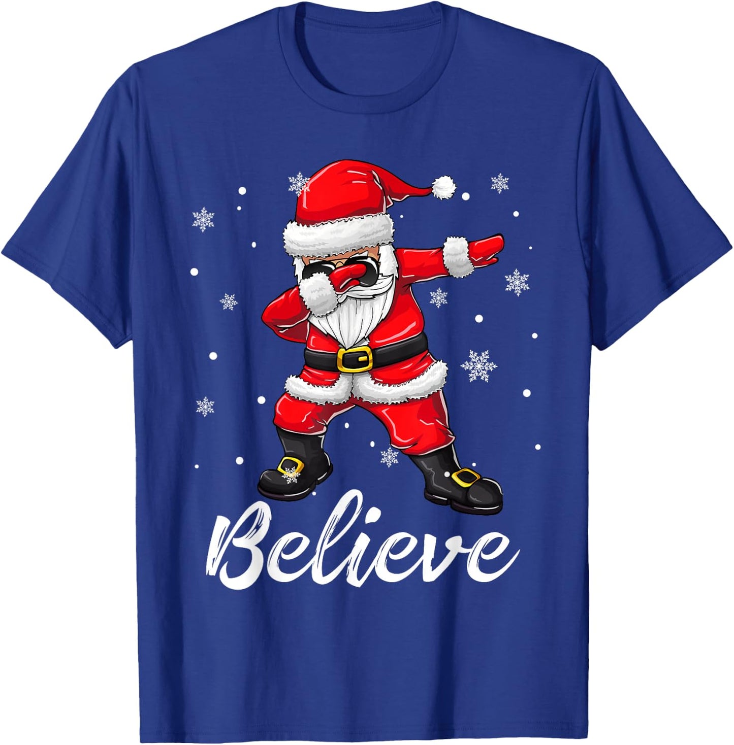 Believe Christmas Shirt Dabbing Santa Claus Kids Boys Girls T-Shirt - T-Shirt | Royal