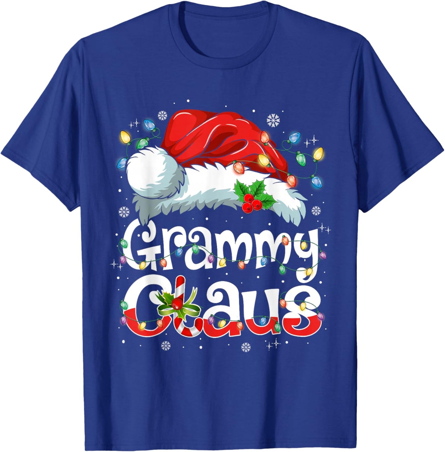 Grammy Claus Shirt Christmas Lights Pajama Family Matching T-Shirt - T-Shirt | Royal
