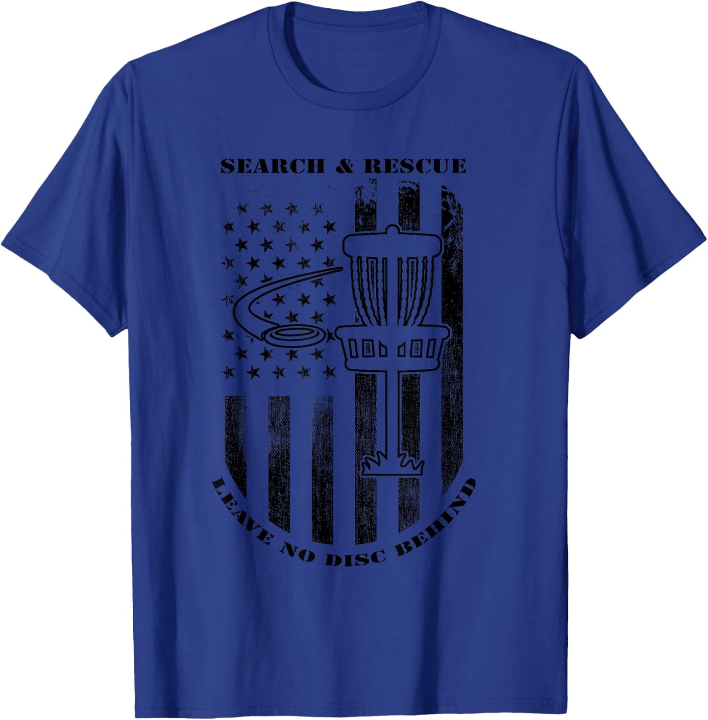 Disc Golf Search & Rescue Leave No Disc Behind Black T-Shirt - T-Shirt | Royal