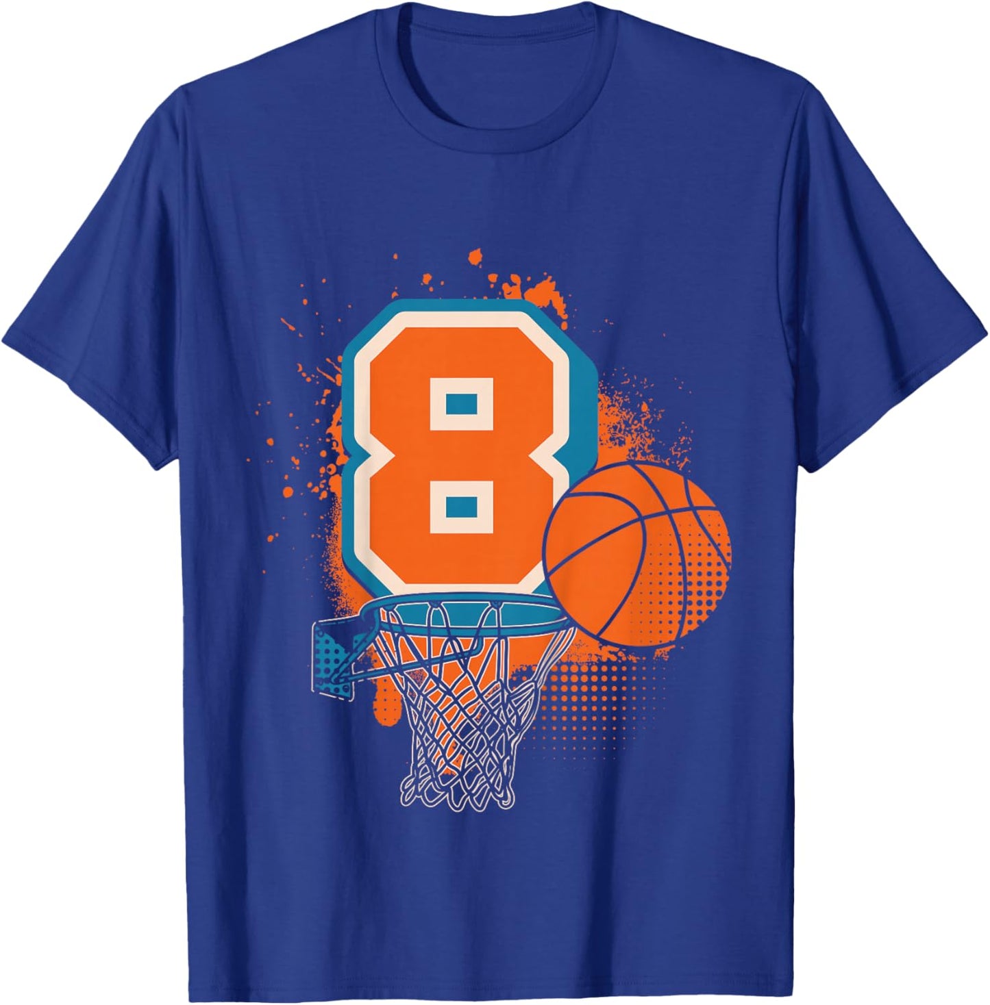 Kids 8th Birthday Boy Basketball Player Basketball 8 Years Old T-Shirt - T-Shirt | Royal