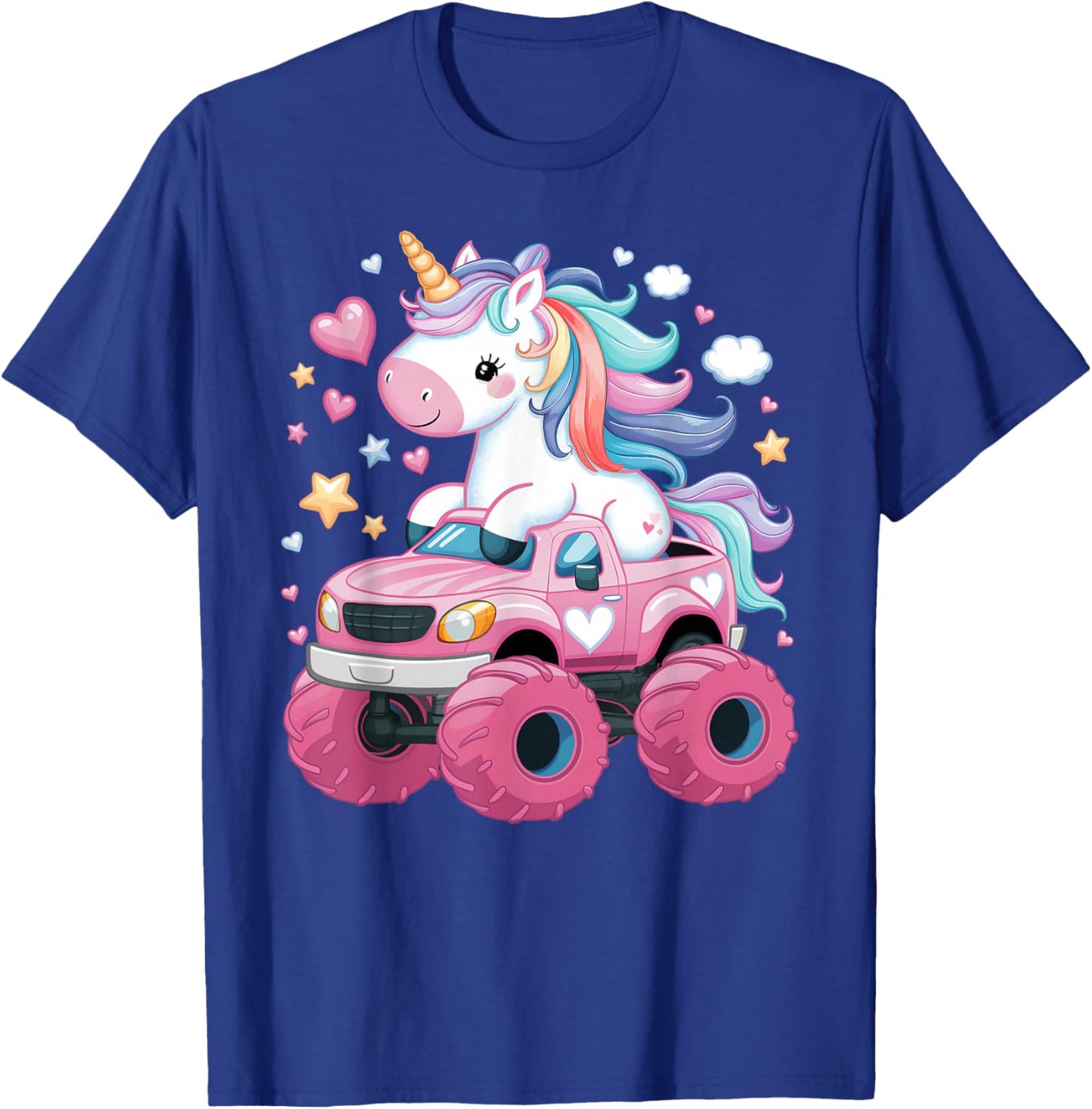 Monster Truck Unicorn Birthday Party Girl Monster Truck T-Shirt - T-Shirt | Royal
