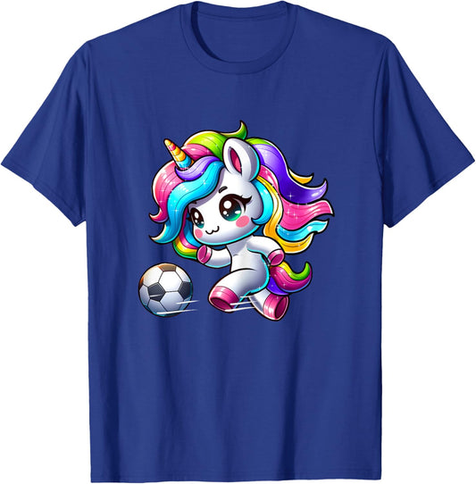 Soccer Player Unicorn Girls T-Shirt - T-Shirt | Royal