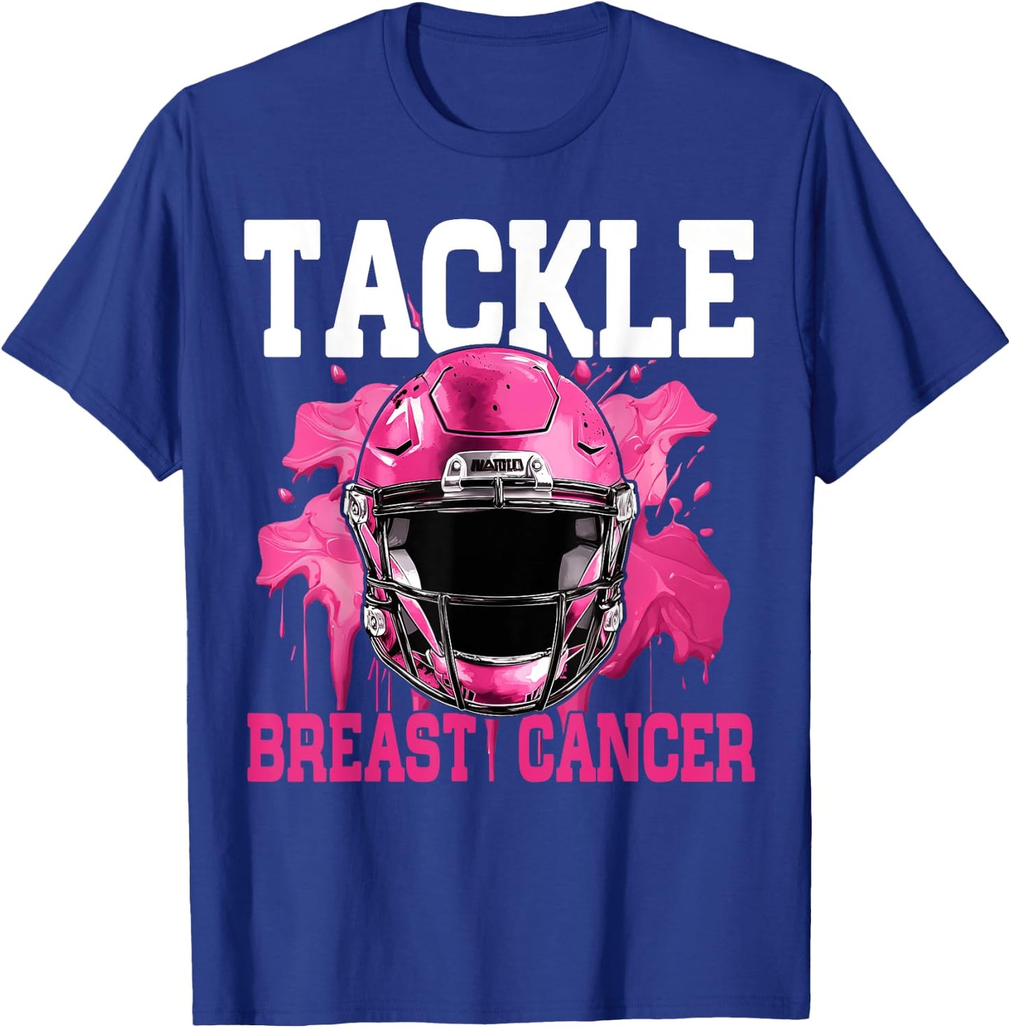 Tackle Football Breast Cancer Awareness Pink Ribbon Boys Kid T-Shirt - T-Shirt | Royal